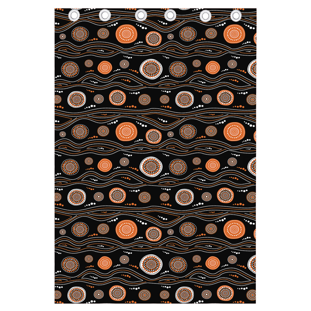 White And Orange Aboriginal Dot Print Curtain
