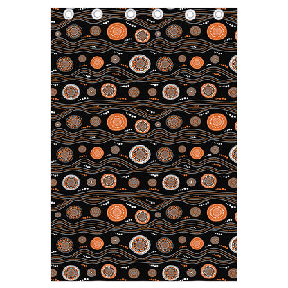 White And Orange Aboriginal Dot Print Curtain