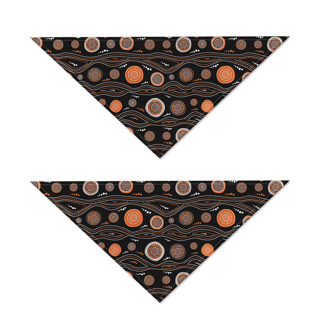 White And Orange Aboriginal Dot Print Dog Bandana