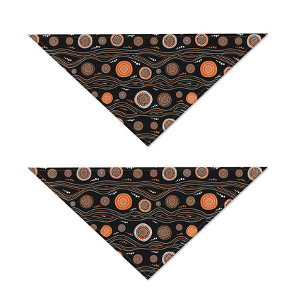 White And Orange Aboriginal Dot Print Dog Bandana