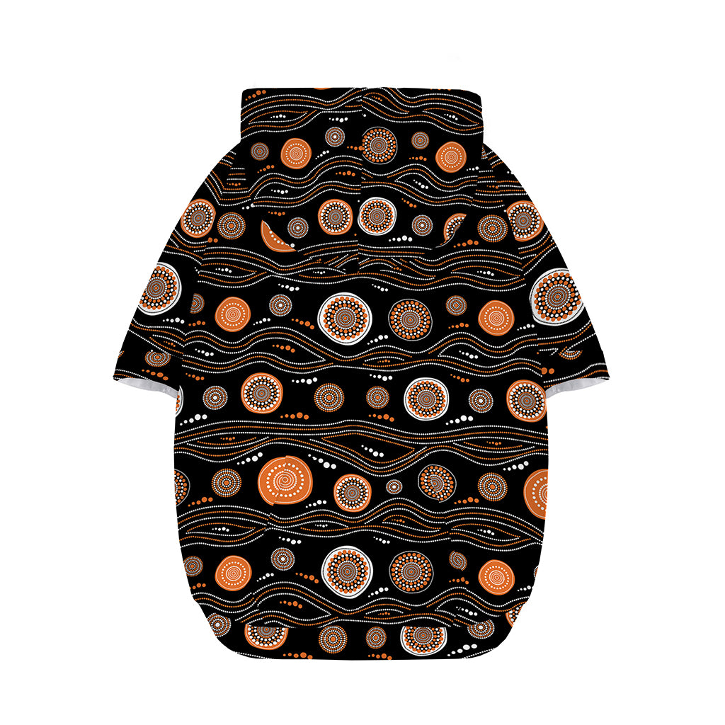 White And Orange Aboriginal Dot Print Dog Zip Up Hoodie