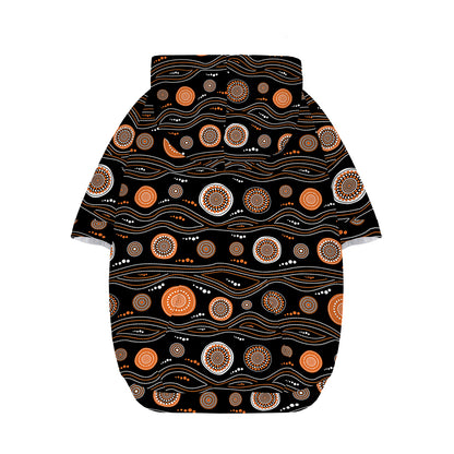 White And Orange Aboriginal Dot Print Dog Zip Up Hoodie