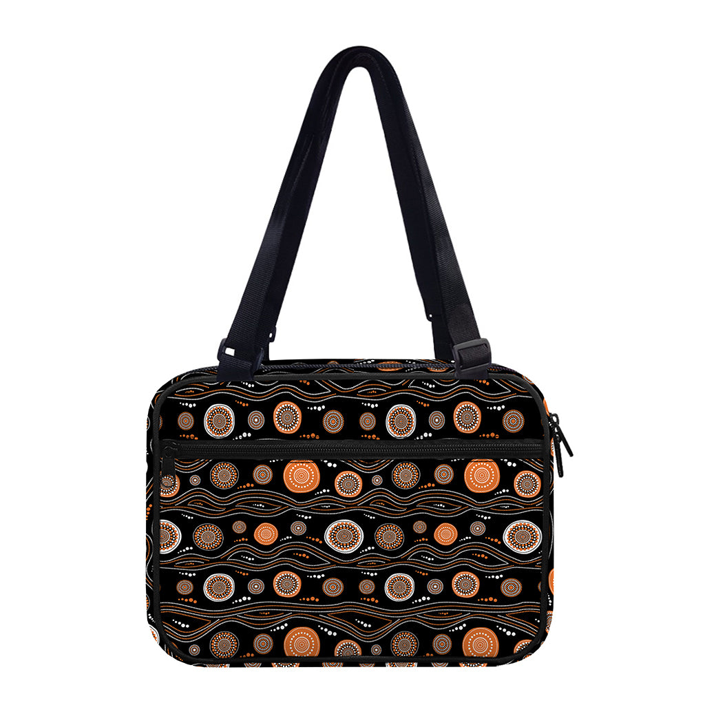 White And Orange Aboriginal Dot Print Double Strap Bible Bag