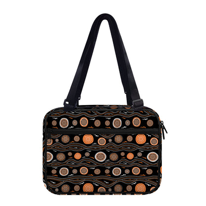White And Orange Aboriginal Dot Print Double Strap Bible Bag