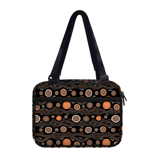 White And Orange Aboriginal Dot Print Double Strap Bible Bag