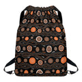 White And Orange Aboriginal Dot Print Drawstring Backpack