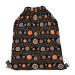 White And Orange Aboriginal Dot Print Drawstring Bag