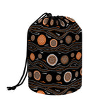 White And Orange Aboriginal Dot Print Drawstring Makeup Bag