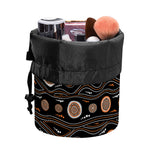 White And Orange Aboriginal Dot Print Drawstring Makeup Bag