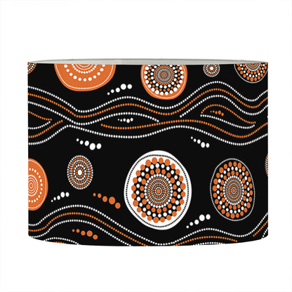 White And Orange Aboriginal Dot Print Drum Lamp Shade