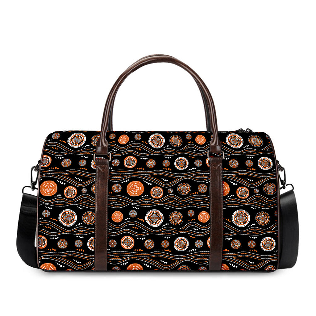 White And Orange Aboriginal Dot Print Duffle Bag