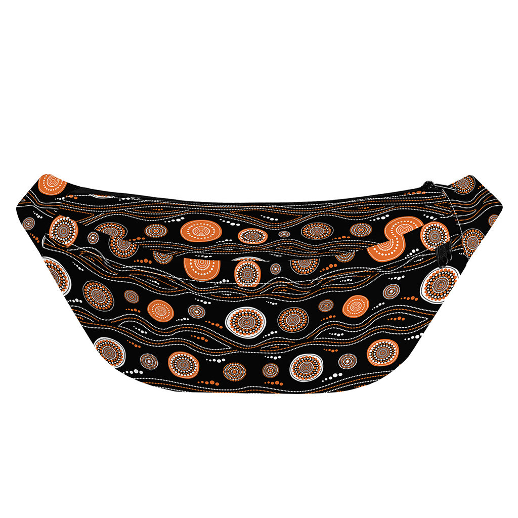 White And Orange Aboriginal Dot Print Fanny Pack