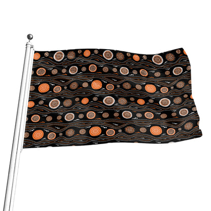 White And Orange Aboriginal Dot Print Flag