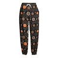 White And Orange Aboriginal Dot Print Fleece Lined Knit Pants