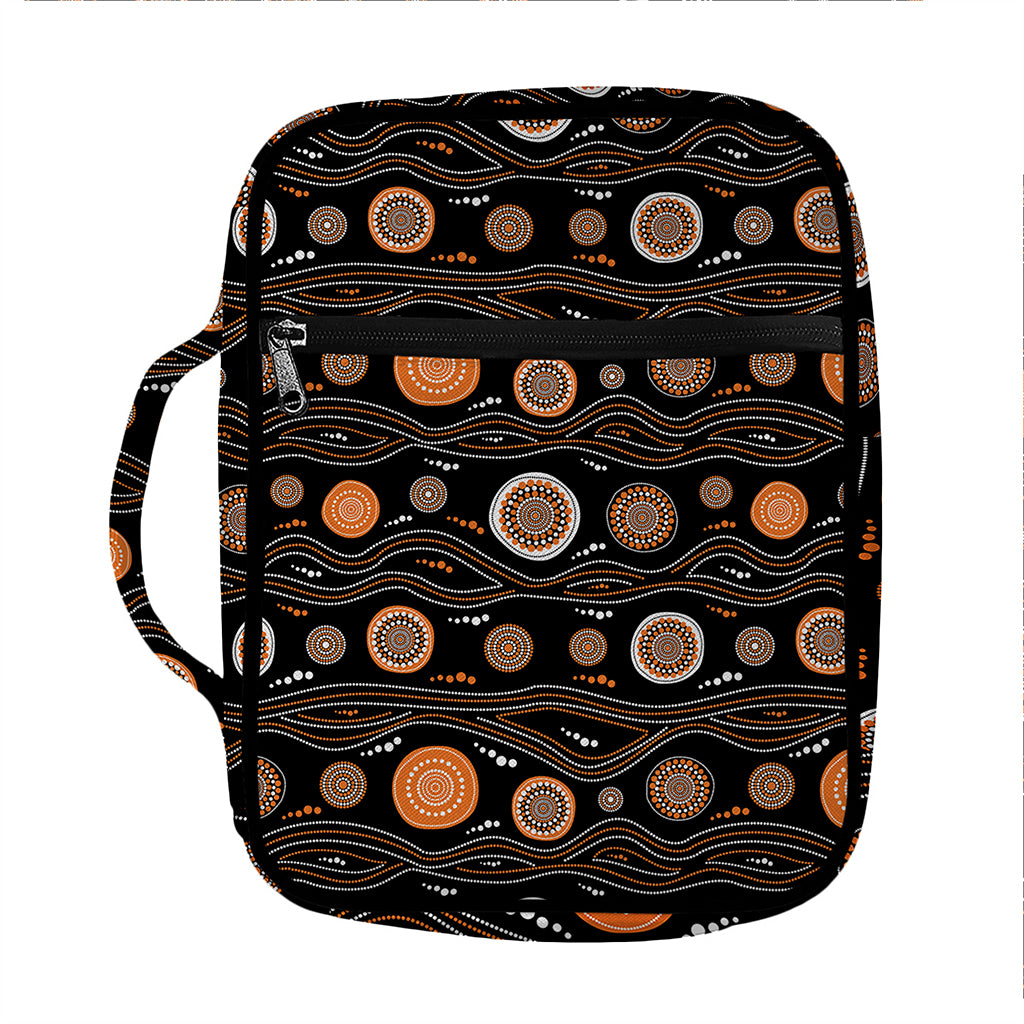 White And Orange Aboriginal Dot Print Front Pocket Bible Bag