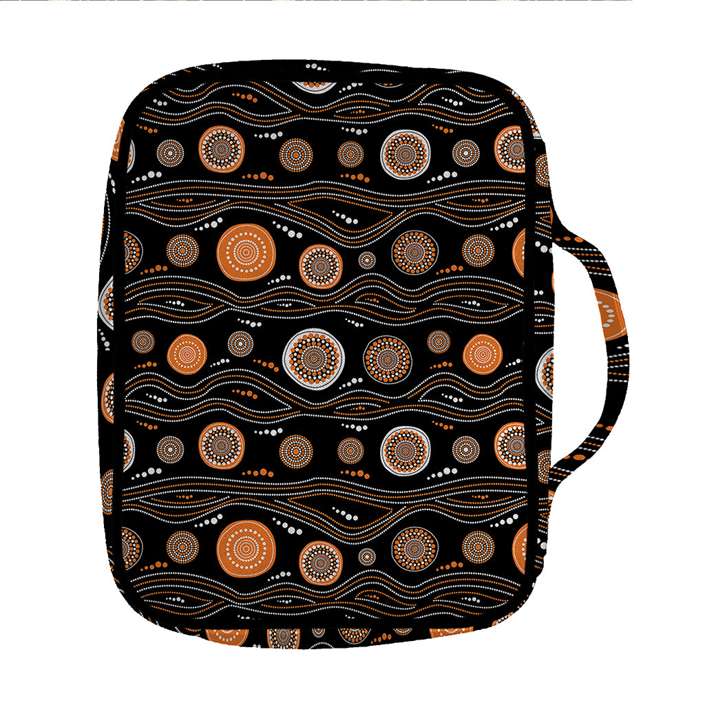 White And Orange Aboriginal Dot Print Front Pocket Bible Bag