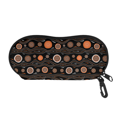 White And Orange Aboriginal Dot Print Glasses Case
