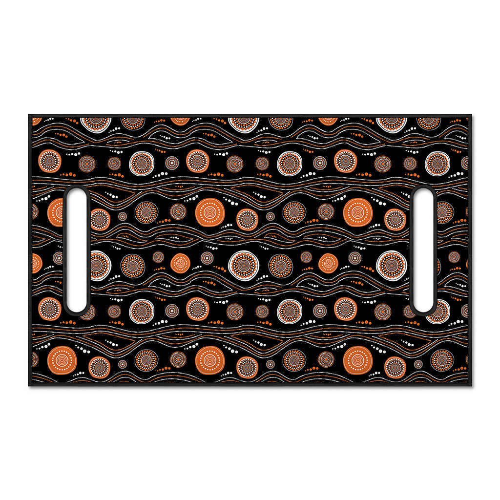 White And Orange Aboriginal Dot Print Golf Cart Seat Cover