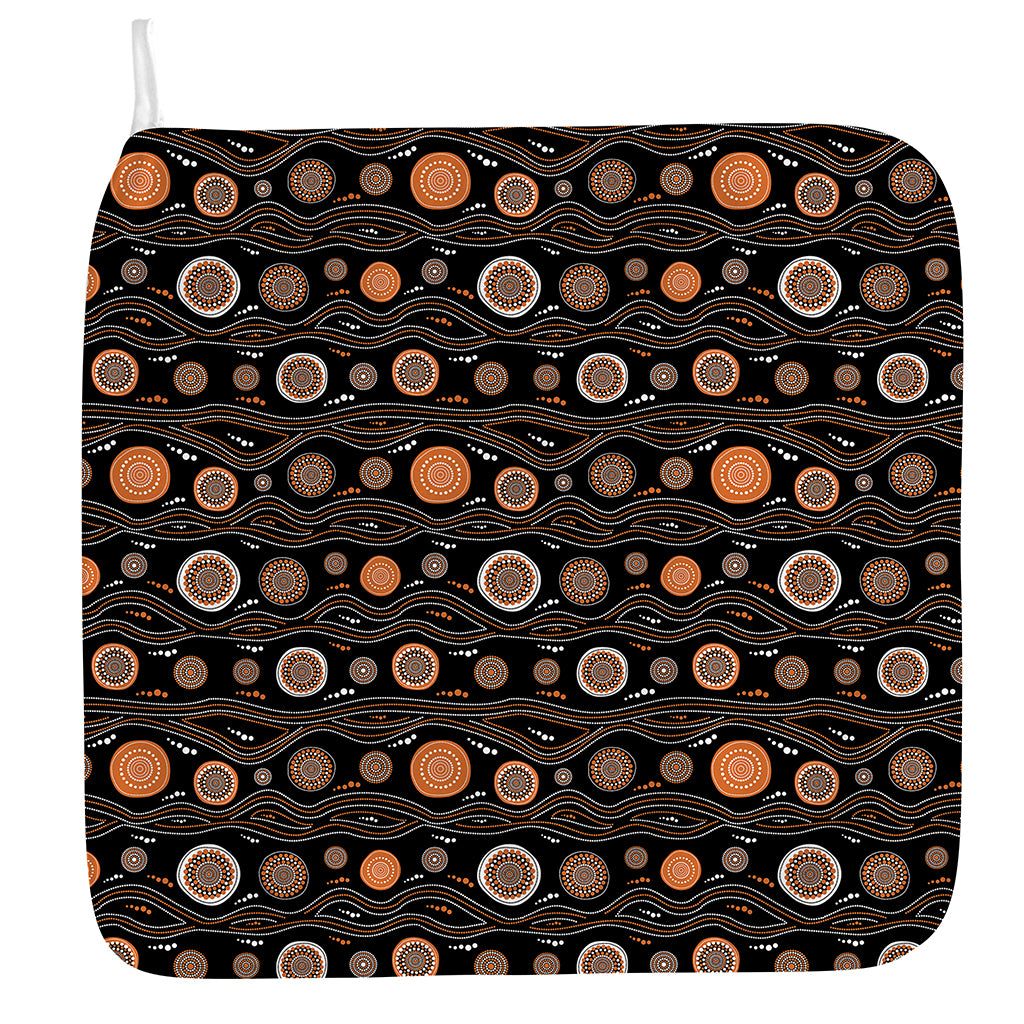 White And Orange Aboriginal Dot Print Hand Towel