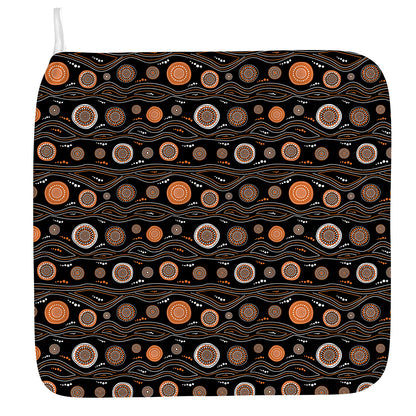 White And Orange Aboriginal Dot Print Hand Towel