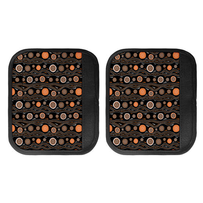 White And Orange Aboriginal Dot Print Handle Covers