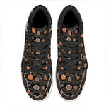 White And Orange Aboriginal Dot Print High Top Leather Sneakers