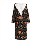 White And Orange Aboriginal Dot Print Hooded Bathrobe