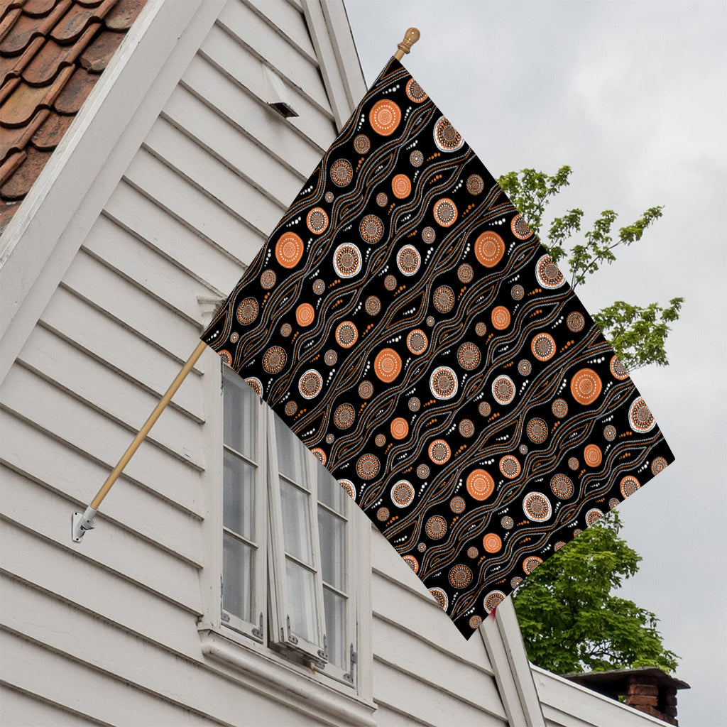 White And Orange Aboriginal Dot Print House Flag