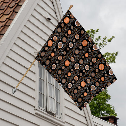 White And Orange Aboriginal Dot Print House Flag