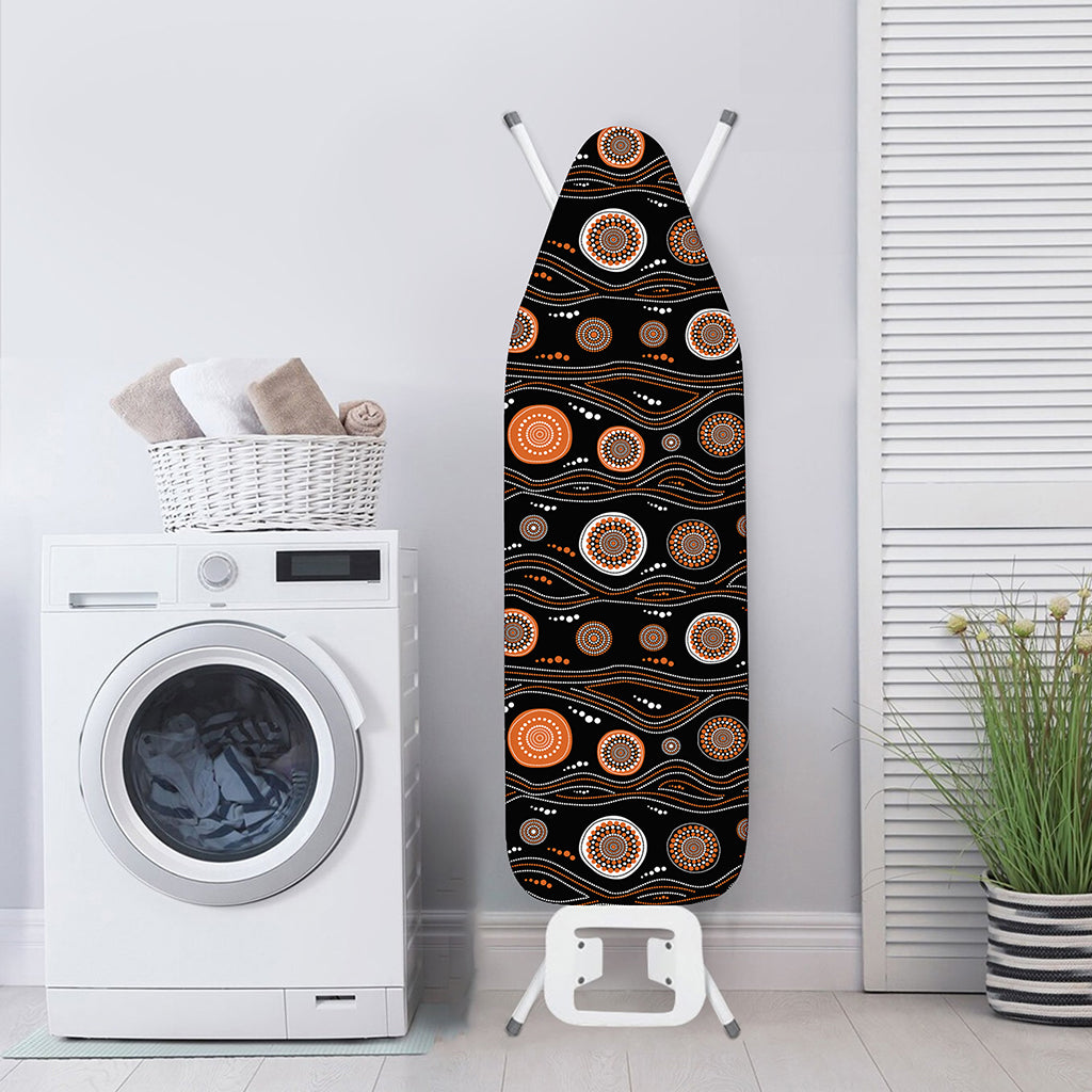 White And Orange Aboriginal Dot Print Ironing Board Cover