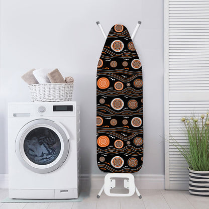 White And Orange Aboriginal Dot Print Ironing Board Cover