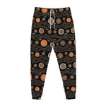White And Orange Aboriginal Dot Print Jogger Pants