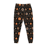 White And Orange Aboriginal Dot Print Jogger Pants
