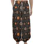 White And Orange Aboriginal Dot Print Lantern Pants