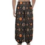 White And Orange Aboriginal Dot Print Lantern Pants