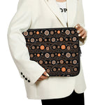 White And Orange Aboriginal Dot Print Laptop Sleeve