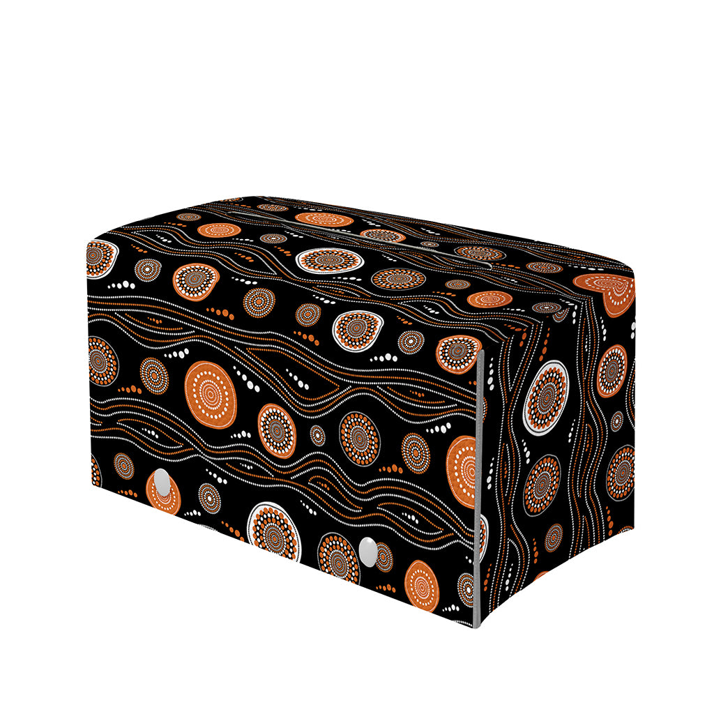 White And Orange Aboriginal Dot Print Leather Tissue Box Cover