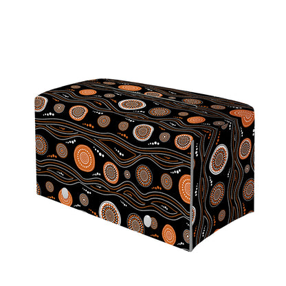 White And Orange Aboriginal Dot Print Leather Tissue Box Cover