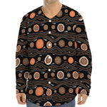 White And Orange Aboriginal Dot Print Long Sleeve Baseball Jersey