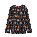 White And Orange Aboriginal Dot Print Long Sleeve Short Coat