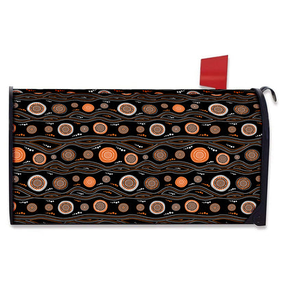 White And Orange Aboriginal Dot Print Mailbox Cover