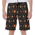 White And Orange Aboriginal Dot Print Men's Beach Shorts