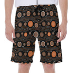 White And Orange Aboriginal Dot Print Men's Beach Shorts