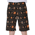 White And Orange Aboriginal Dot Print Men's Beach Shorts