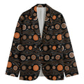 White And Orange Aboriginal Dot Print Men's Blazer