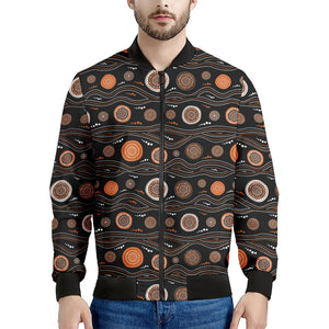 White And Orange Aboriginal Dot Print Men's Bomber Jacket