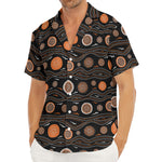 White And Orange Aboriginal Dot Print Men's Deep V-Neck Shirt