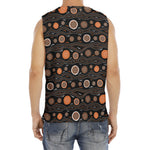 White And Orange Aboriginal Dot Print Men's Fitness Tank Top