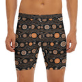 White And Orange Aboriginal Dot Print Men's Long Boxer Briefs