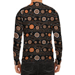 White And Orange Aboriginal Dot Print Men's Long Sleeve Rash Guard